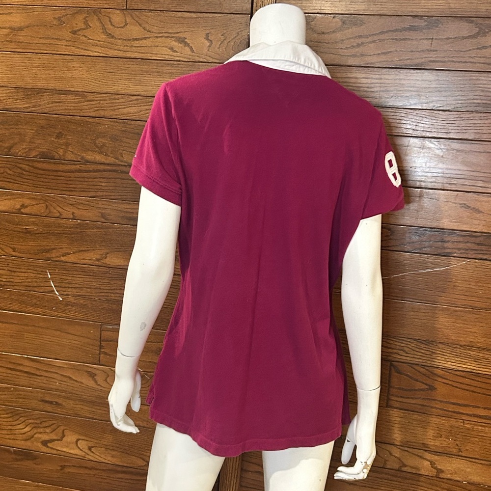 Tommy Hilfiger Burgundy Polo with Black and White Details - Picture 4 of 6